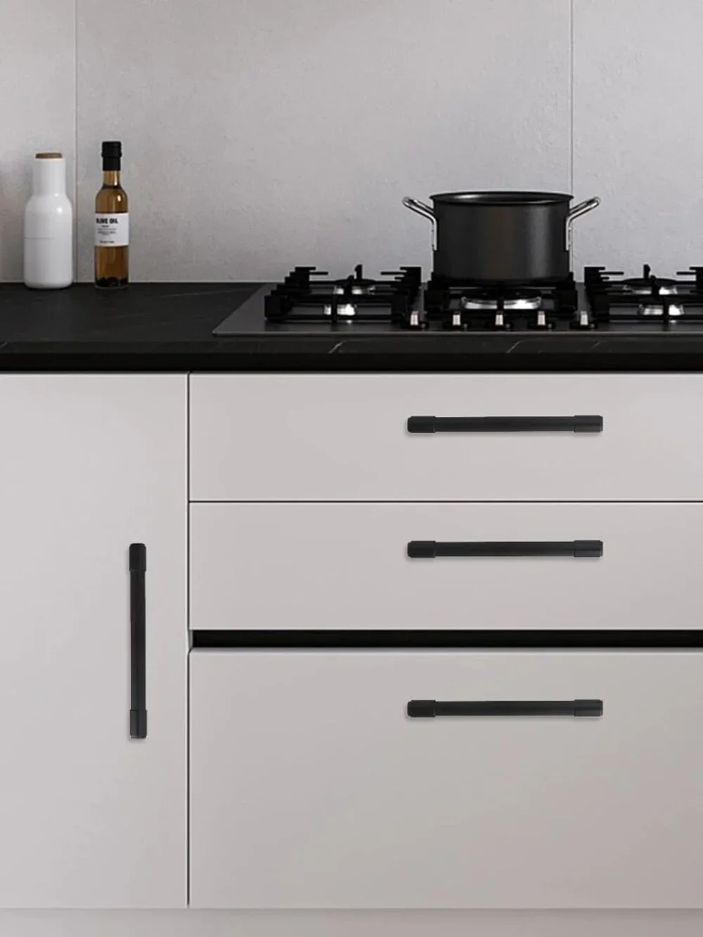 10 Pack 5 Inch(128mm) Kitchen Cabinet Handles Matte Black Cabinet Pulls Alloy